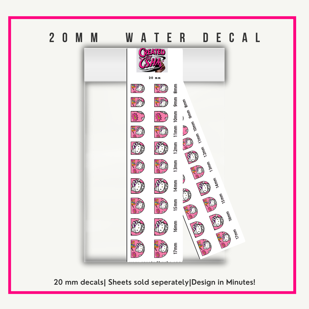 20 mm Water Slide Nail Decals – Easy Apply Nail Art Stickers, Instant Nail Design