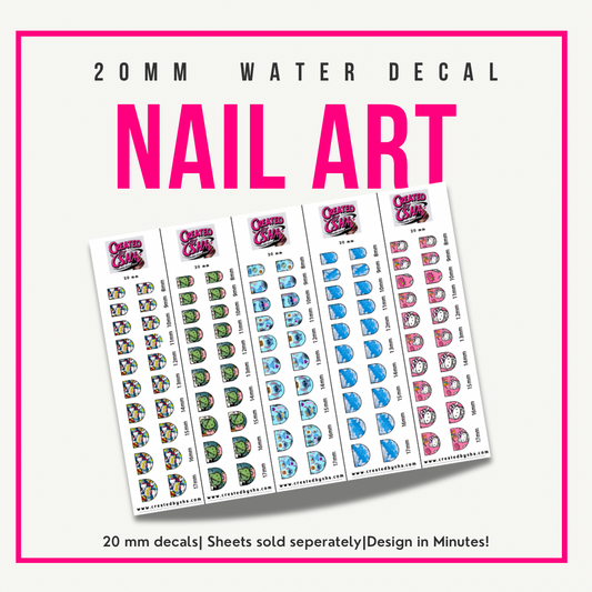 20 mm Water Slide Nail Decals – Easy Apply Nail Art Stickers, Instant Nail Design
