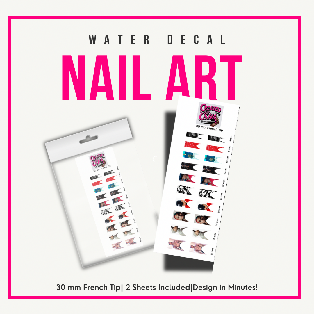 This is a photo of water decal nail art of Chris Brown for DIY nails