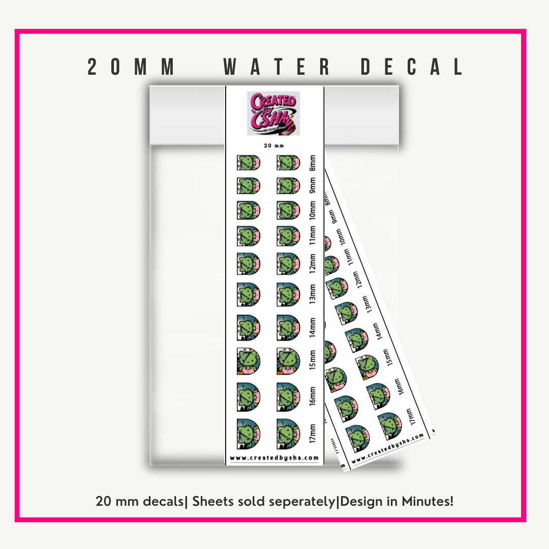 20 mm Water Slide Nail Decals – Easy Apply Nail Art Stickers, Instant Nail Design