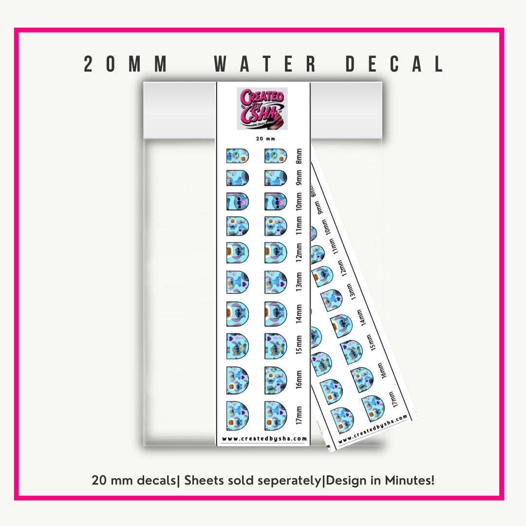 20 mm Water Slide Nail Decals – Easy Apply Nail Art Stickers, Instant Nail Design