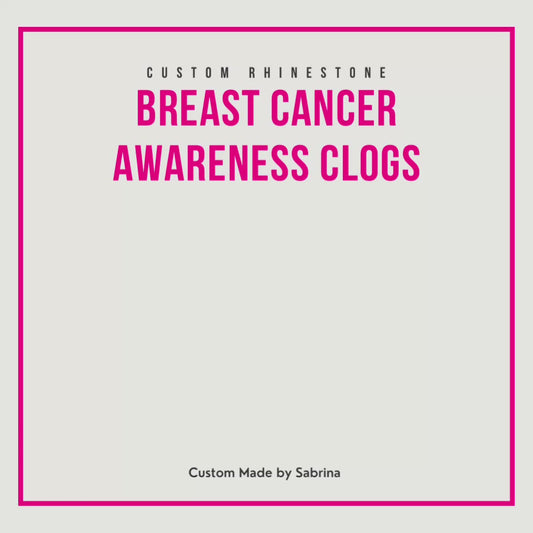 Breast Cancer Awareness Rhinestone Clogs | Large Size 9–10 Shoes